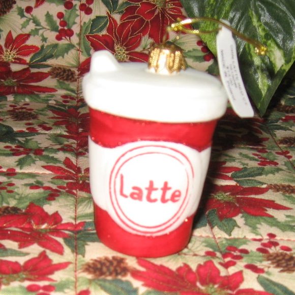 Sur La Table Red Latte Coffee Cup Christmas Ornament 2015 NWT - Picture 4 of 5